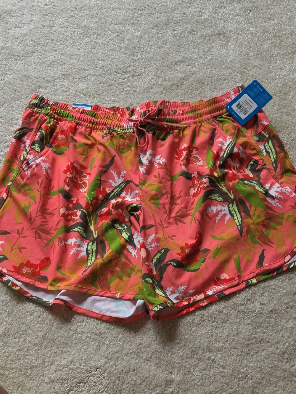 Columbia Coral Floral Athletic Shorts with Drawstring